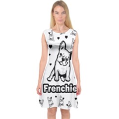 French Bulldog Capsleeve Midi Dress by Valentinaart