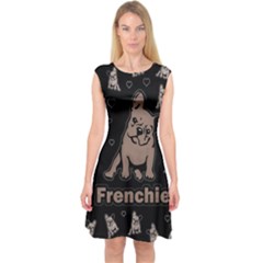 French Bulldog Capsleeve Midi Dress by Valentinaart