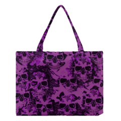 Cloudy Skulls Black Purple Medium Tote Bag