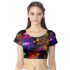 Colorful Bricks            Short Sleeve Crop Top by LalyLauraFLM