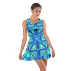 Grid Geometric Pattern Colorful Cotton Racerback Dress by Nexatart