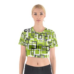 Pattern Abstract Form Four Corner Cotton Crop Top by Nexatart