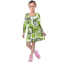 Pattern Abstract Form Four Corner Kids  Long Sleeve Velvet Dress View1