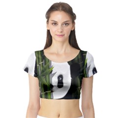 Panda Short Sleeve Crop Top (tight Fit) by Valentinaart