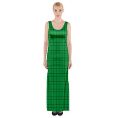 Pattern Green Background Lines Maxi Thigh Split Dress