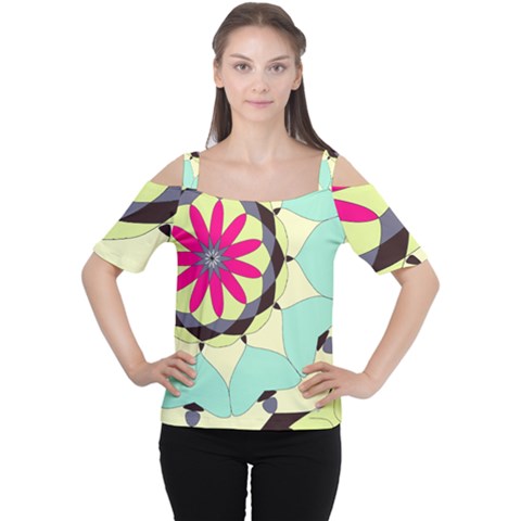 Pink Flower Women s Cutout Shoulder Tee by digitaldivadesigns