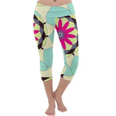 Pink Flower Capri Yoga Leggings by digitaldivadesigns