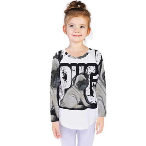 Pug Kids  Long Sleeve Tee by Valentinaart