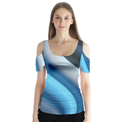 Abstract Pattern Lines Wave Butterfly Sleeve Cutout Tee  by Nexatart