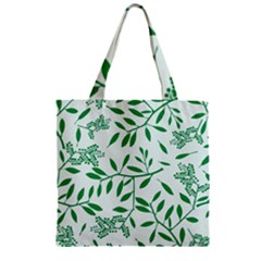 Leaves Foliage Green Wallpaper Zipper Grocery Tote Bag by Nexatart