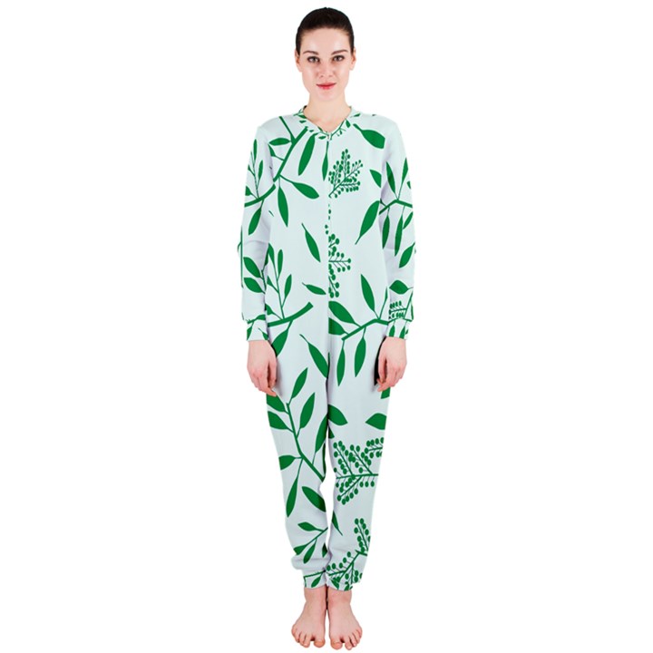 Leaves Foliage Green Wallpaper OnePiece Jumpsuit (Ladies) 