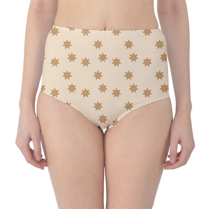 Pattern Gingerbread Star High-Waist Bikini Bottoms