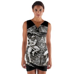 Pattern Motif Decor Wrap Front Bodycon Dress by Nexatart