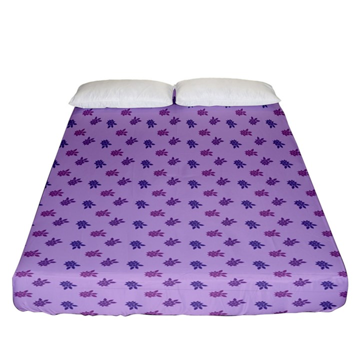 Pattern Background Violet Flowers Fitted Sheet (California King Size)