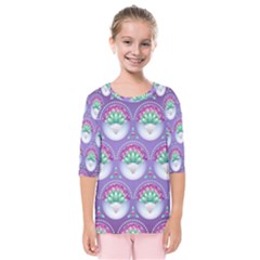 Background Floral Pattern Purple Kids  Quarter Sleeve Raglan Tee