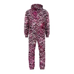 Leaves Pink Background Texture Hooded Jumpsuit (kids) by Nexatart