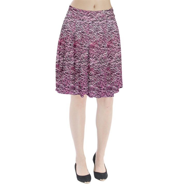 Leaves Pink Background Texture Pleated Skirt