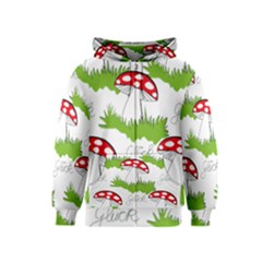 Mushroom Luck Fly Agaric Lucky Guy Kids  Zipper Hoodie by Nexatart