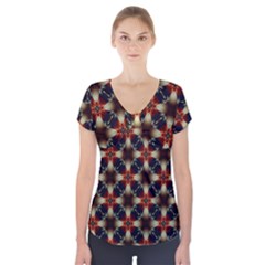 Kaleidoscope Image Background Short Sleeve Front Detail Top by Nexatart