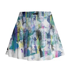 Background Color Circle Pattern Mini Flare Skirt