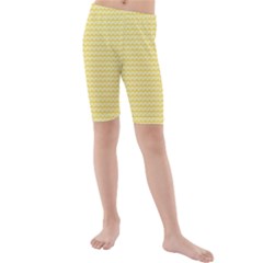 Pattern Yellow Heart Heart Pattern Kids  Mid Length Swim Shorts