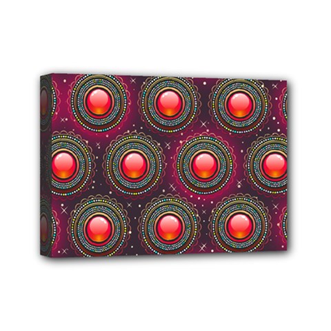 Abstract Circle Gem Pattern Mini Canvas 7  X 5  by Nexatart