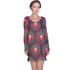 Abstract Circle Gem Pattern Long Sleeve Nightdress by Nexatart