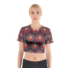 Abstract Circle Gem Pattern Cotton Crop Top by Nexatart