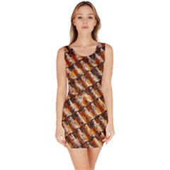 Dirty Pattern Roof Texture Sleeveless Bodycon Dress