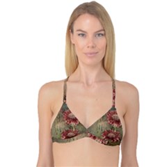 Flowers Plant Red Drawing Art Reversible Tri Bikini Top by Nexatart