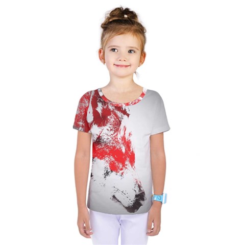 Red Black Wolf Stamp Background Kids  One Piece Tee by Nexatart