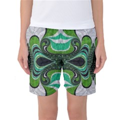 Fractal Art Green Pattern Design Women s Basketball Shorts by Nexatart