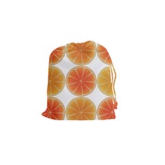 Orange Discs Orange Slices Fruit Drawstring Pouches (small)  by Nexatart