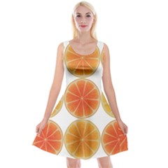 Orange Discs Orange Slices Fruit Reversible Velvet Sleeveless Dress by Nexatart