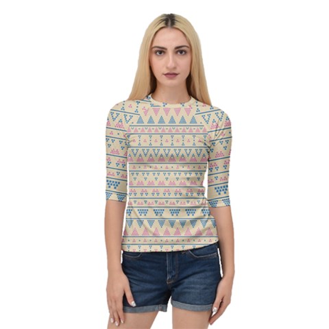 Blue And Pink Tribal Pattern Quarter Sleeve Tee by berwies