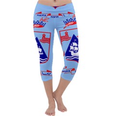 Flag Of Haifa Capri Yoga Leggings by abbeyz71