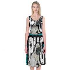 Pug Midi Sleeveless Dress by Valentinaart