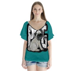 Pug Flutter Sleeve Top by Valentinaart