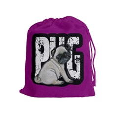 Pug Drawstring Pouches (extra Large) by Valentinaart