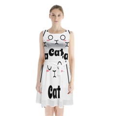 Love My Cat Mommy Sleeveless Waist Tie Chiffon Dress by Catifornia