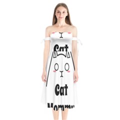 Love My Cat Mommy Shoulder Tie Bardot Midi Dress by Catifornia