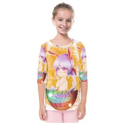 Easter Bunny Girl Kids  Quarter Sleeve Raglan Tee