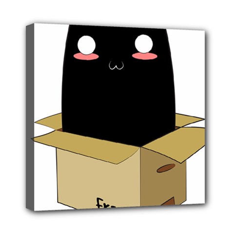 Black Cat In A Box Mini Canvas 8  X 8  by Catifornia