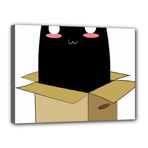 Black Cat In A Box Canvas 16  X 12  by Catifornia