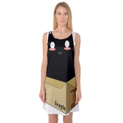 Black Cat In A Box Sleeveless Satin Nightdress