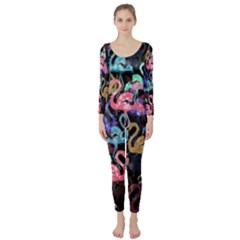 Flamingo Pattern Long Sleeve Catsuit