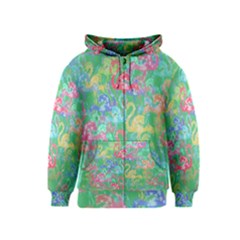 Flamingo Pattern Kids  Zipper Hoodie by Valentinaart