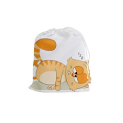 Even Cat Hates Monday Drawstring Pouches (medium)  by Catifornia