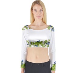 Birthday Card Flowers Daisies Ivy Long Sleeve Crop Top