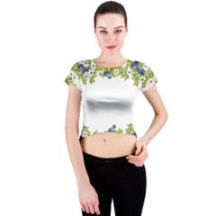 Birthday Card Flowers Daisies Ivy Crew Neck Crop Top by Nexatart